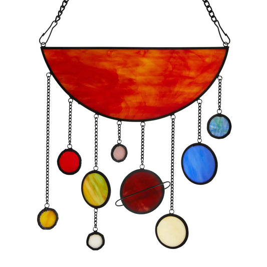 12" Solar System Tiffany-Style Stained Glass Window Panel